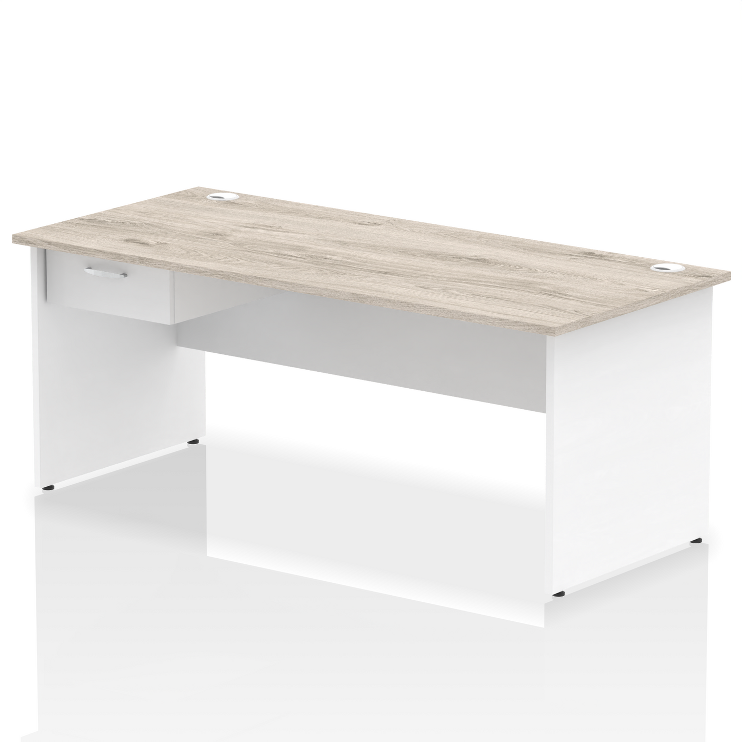 Impulse Panel End Straight Desk Frame With Single One Drawer Fixed Pedestal - Ergometric