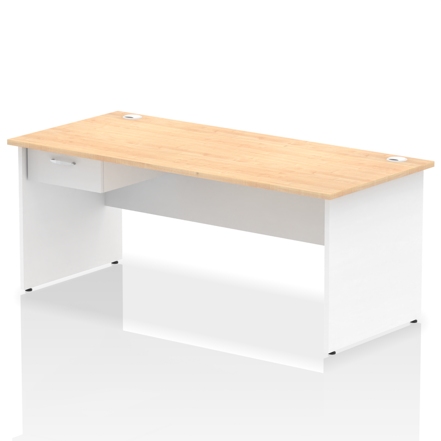 Impulse Panel End Straight Desk Frame With Single One Drawer Fixed Pedestal - Ergometric