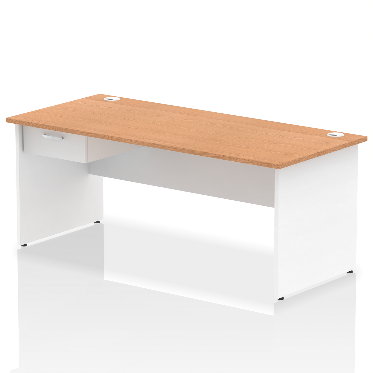 Impulse Panel End Straight Desk Frame With Single One Drawer Fixed Pedestal - Ergometric