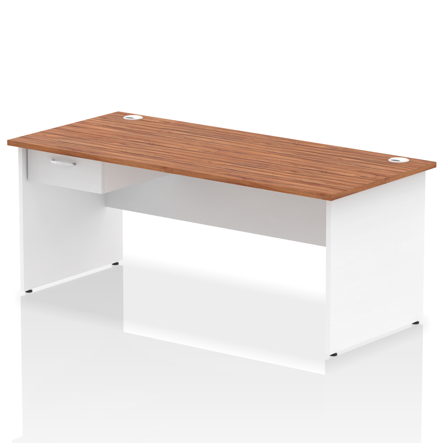 Impulse Panel End Straight Desk Frame With Single One Drawer Fixed Pedestal - Ergometric