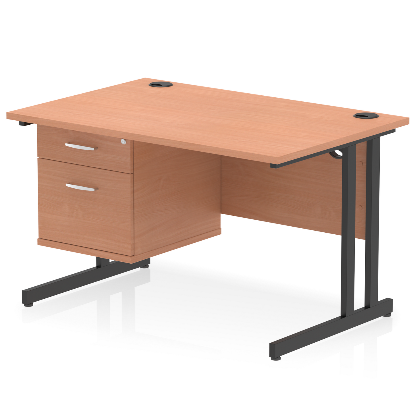 Impulse 1200mm Cantilever Straight Desk With Single Fixed Pedestal - Ergometric