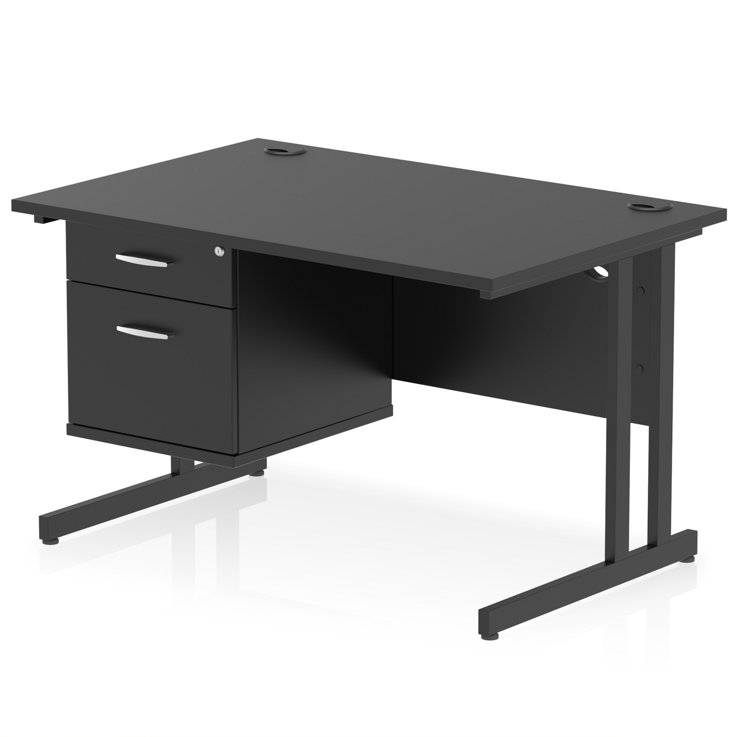 Impulse 1200mm Cantilever Straight Desk With Single Fixed Pedestal - Ergometric