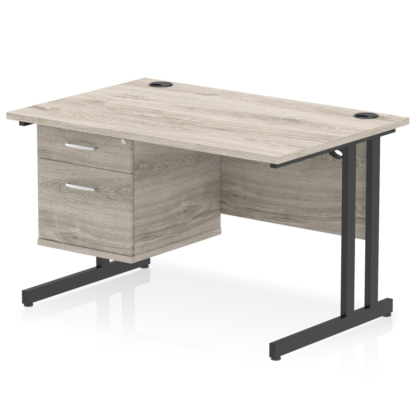 Impulse 1200mm Cantilever Straight Desk With Single Fixed Pedestal - Ergometric