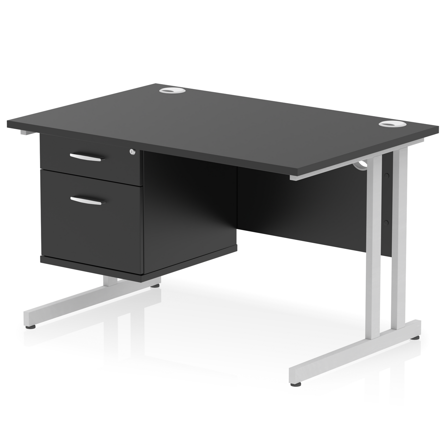 Impulse 1200mm Cantilever Straight Desk With Single Fixed Pedestal - Ergometric