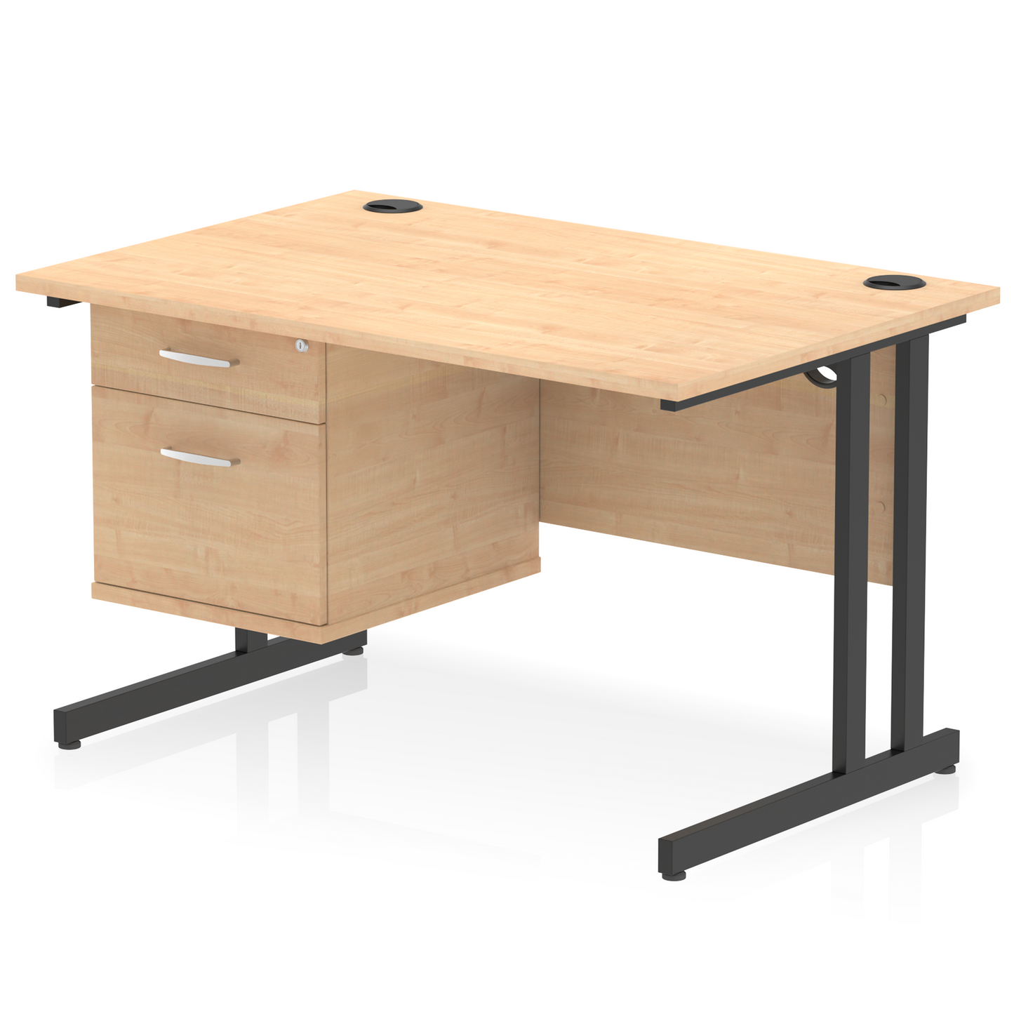 Impulse 1200mm Cantilever Straight Desk With Single Fixed Pedestal - Ergometric