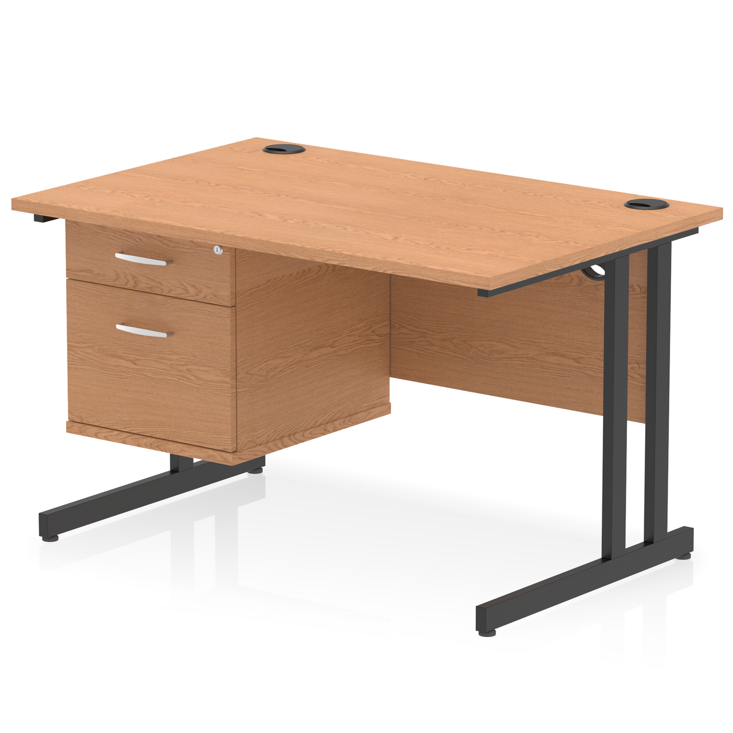 Impulse 1200mm Cantilever Straight Desk With Single Fixed Pedestal - Ergometric