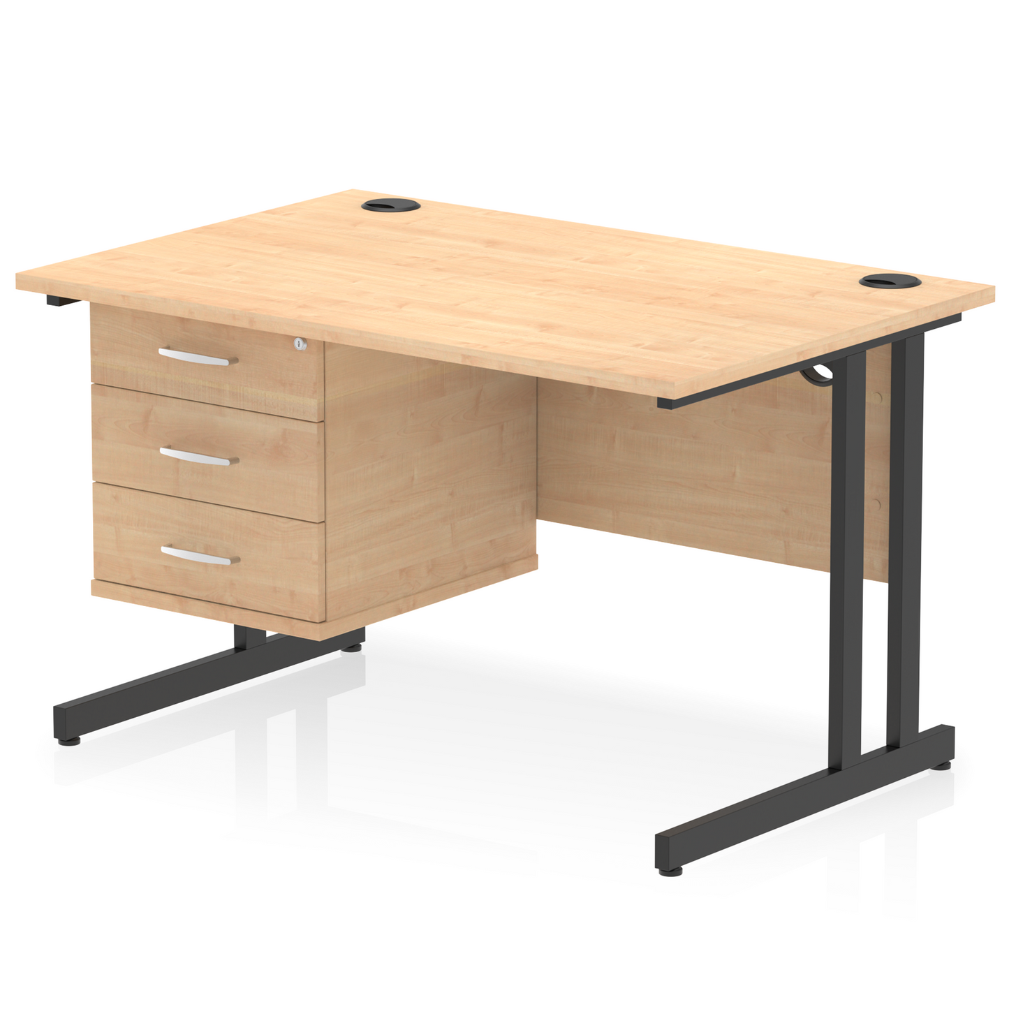 Impulse 1200mm Cantilever Straight Desk With Single Fixed Pedestal - Ergometric