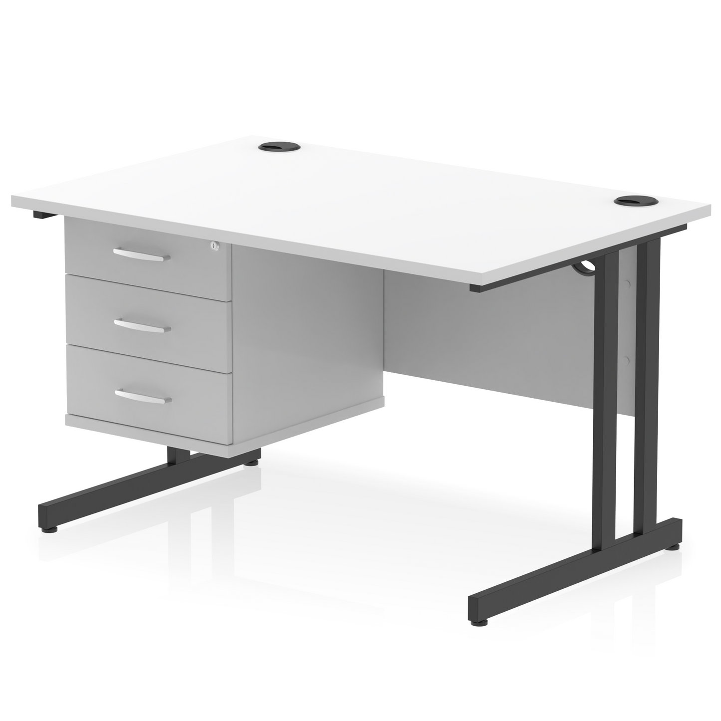 Impulse 1200mm Cantilever Straight Desk With Single Fixed Pedestal - Ergometric