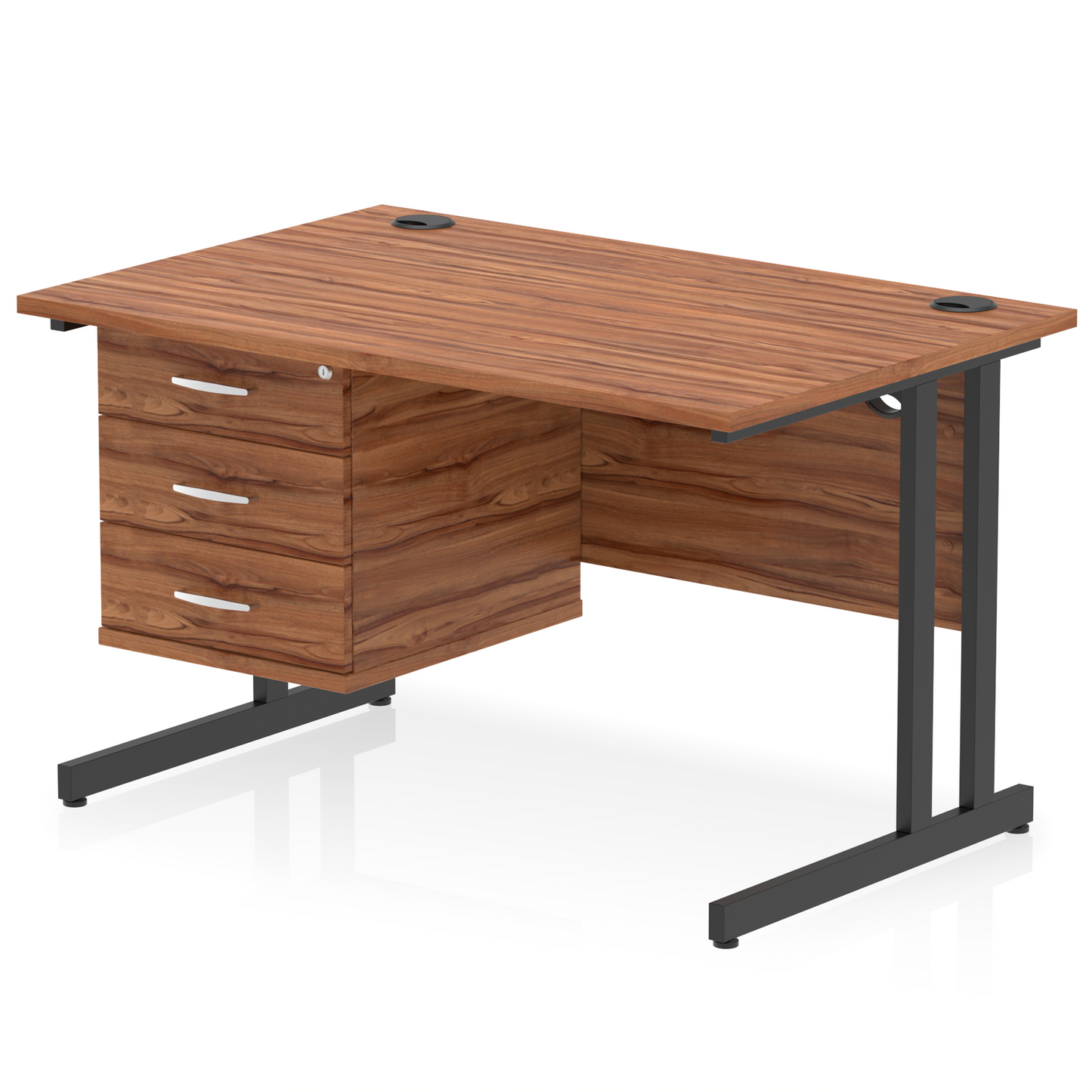 Impulse 1200mm Cantilever Straight Desk With Single Fixed Pedestal - Ergometric