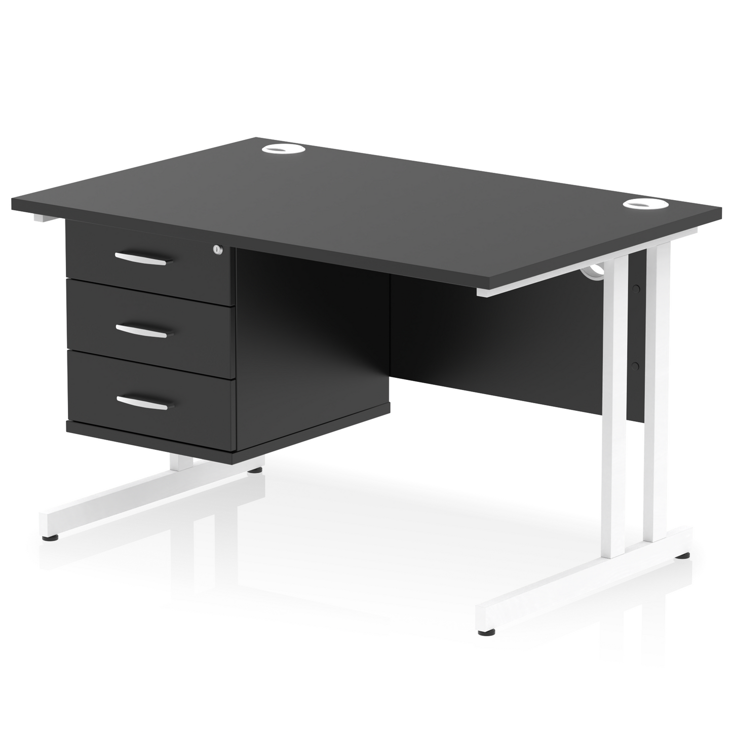 Impulse 1200mm Cantilever Straight Desk With Single Fixed Pedestal - Ergometric