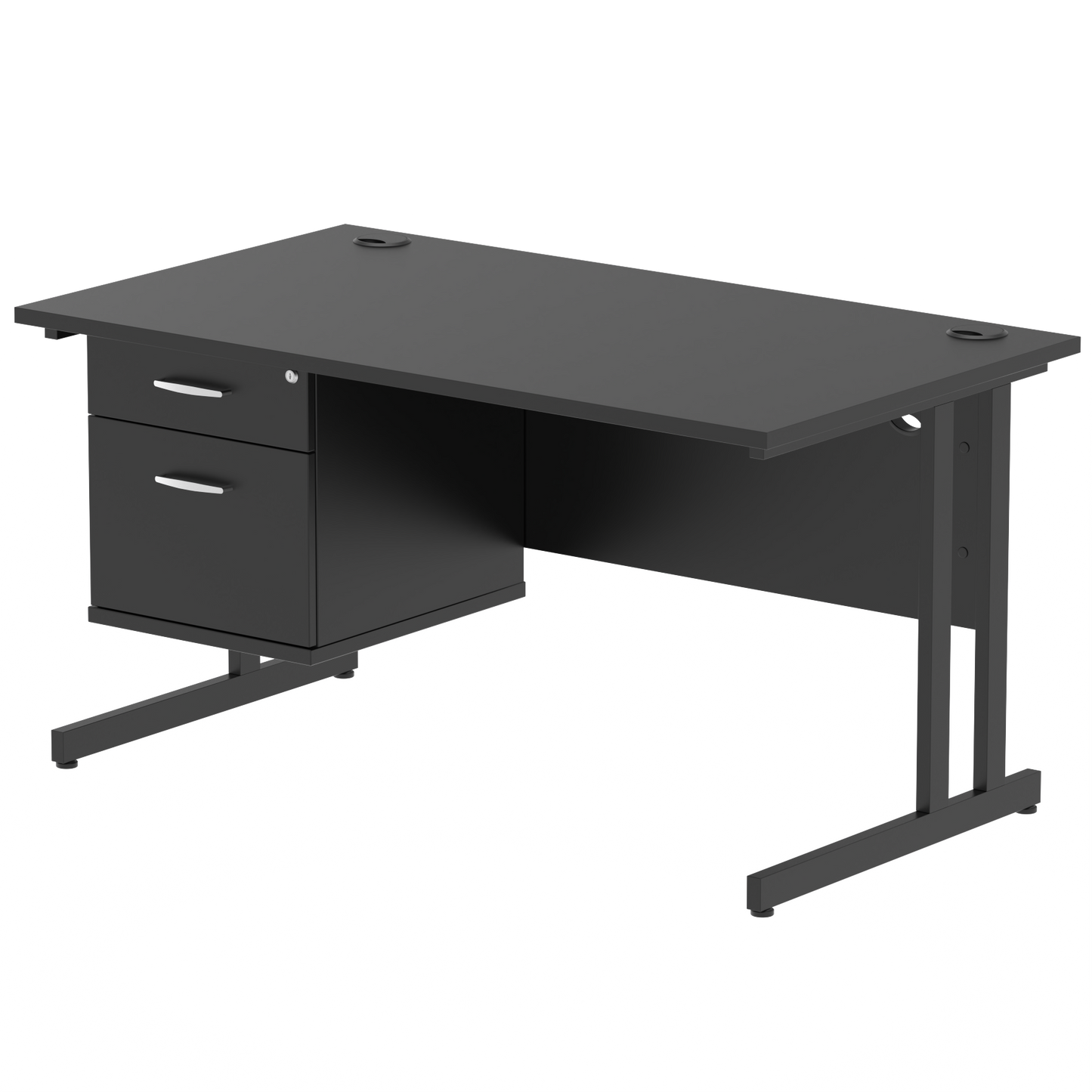 Impulse 1400mm Cantilever Straight Desk With Single Fixed Pedestal - Ergometric