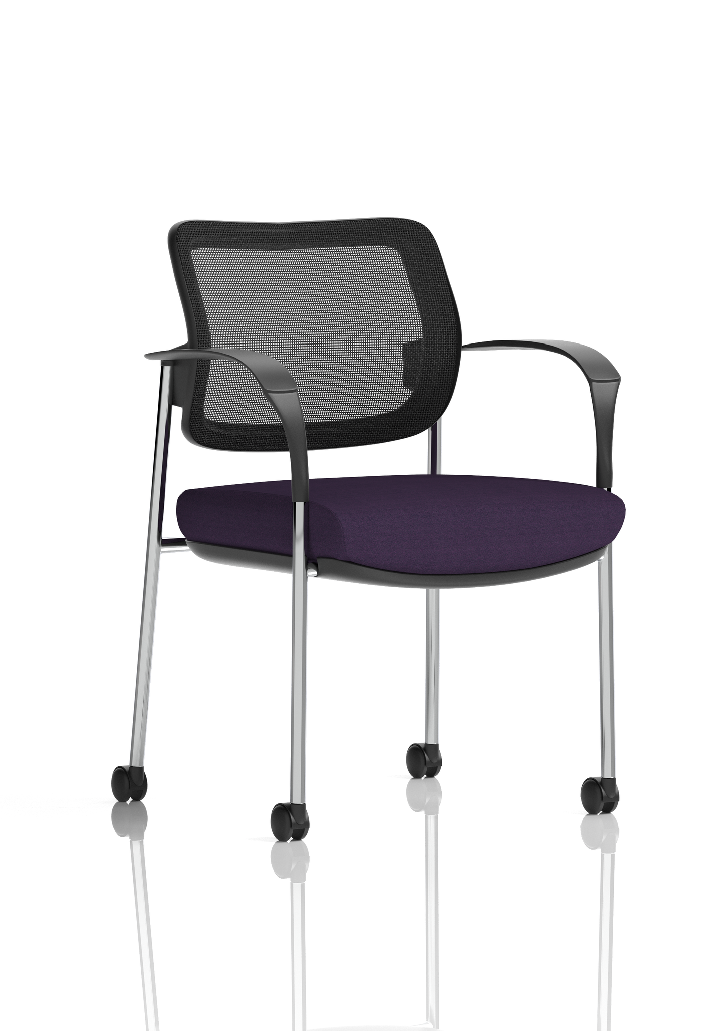 Brunswick Deluxe Medium Back Stacking Visitor Office Chair with Arms with Castors - Ergometric