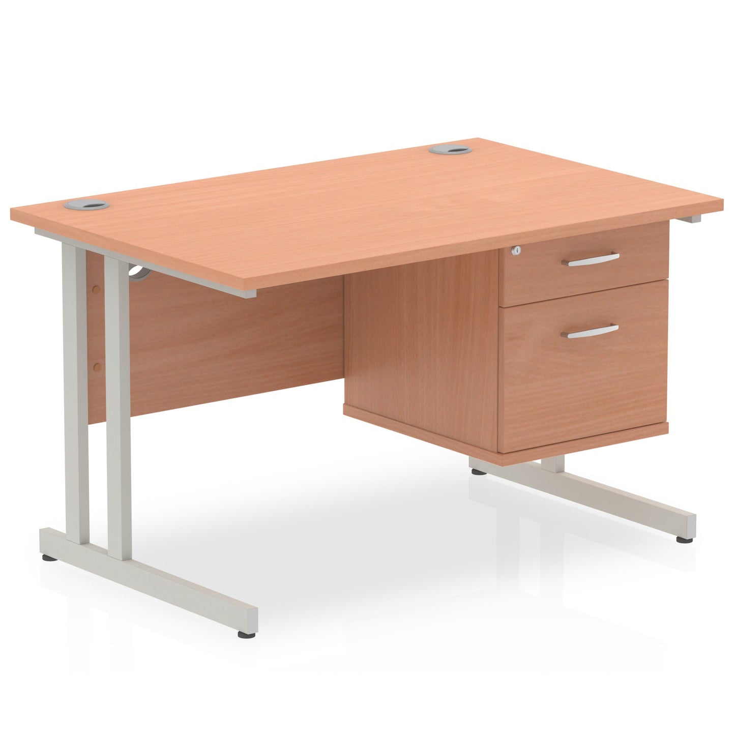 Impulse 1200mm Cantilever Straight Desk With Single Fixed Pedestal - Ergometric