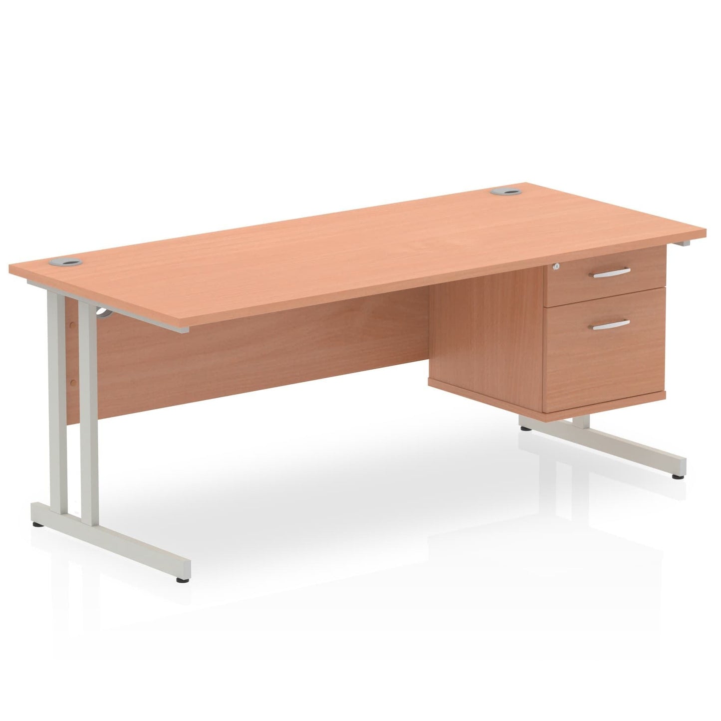 Impulse 1800mm Cantilever Straight Desk With Single Fixed Pedestal - Ergometric