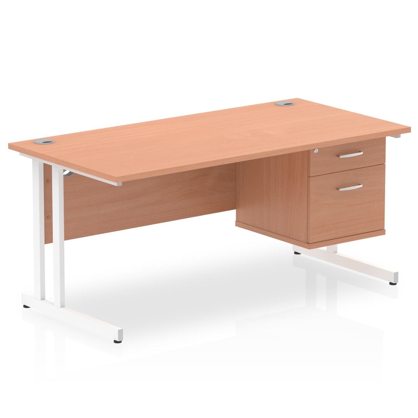 Impulse 1600mm Cantilever Straight Desk With Single Fixed Pedestal - Ergometric