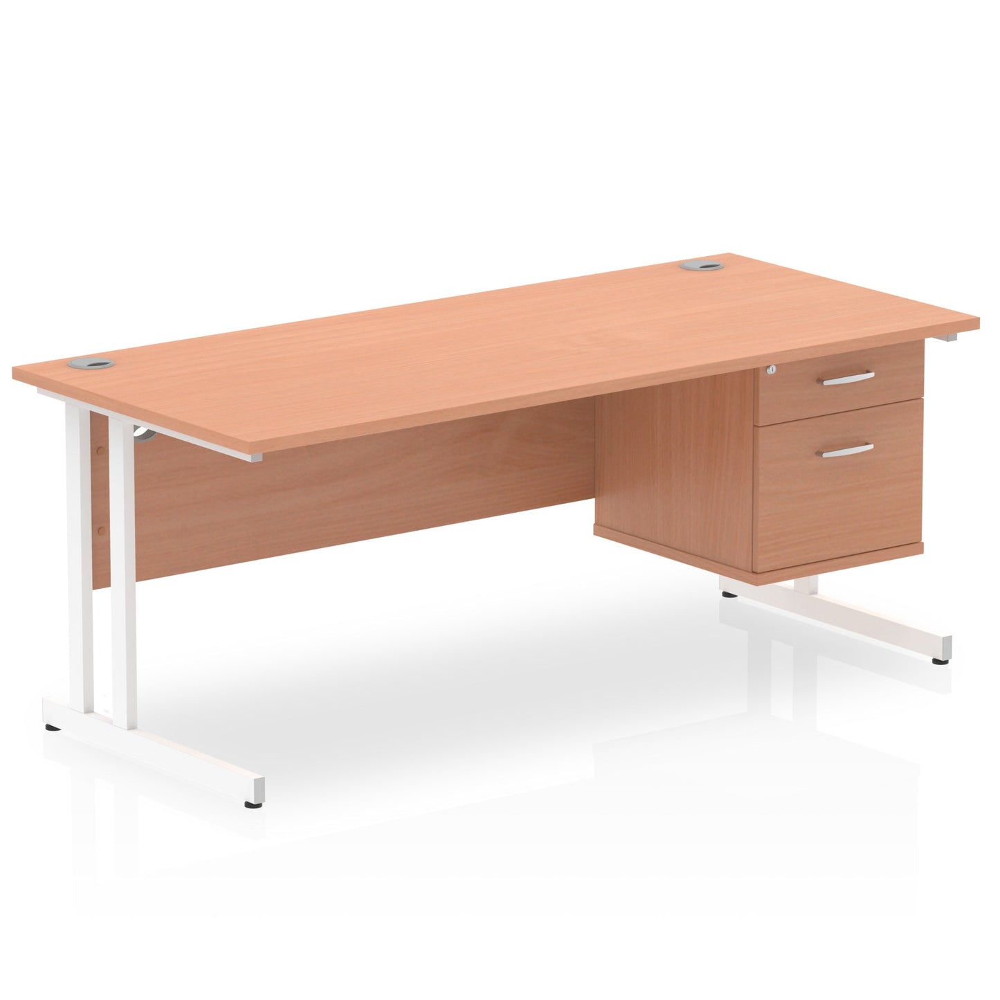 Impulse 1800mm Cantilever Straight Desk With Single Fixed Pedestal - Ergometric