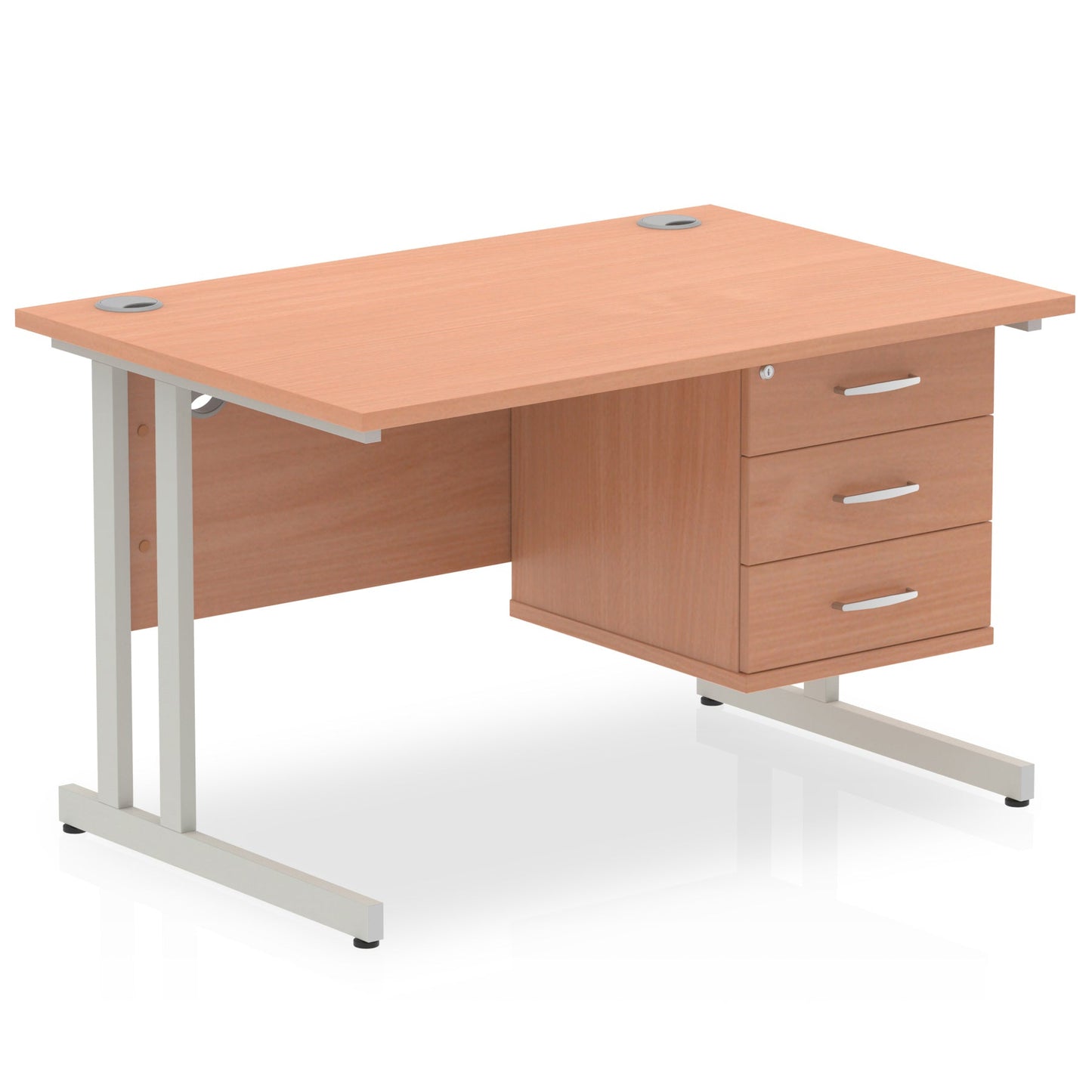 Impulse 1200mm Cantilever Straight Desk With Single Fixed Pedestal - Ergometric