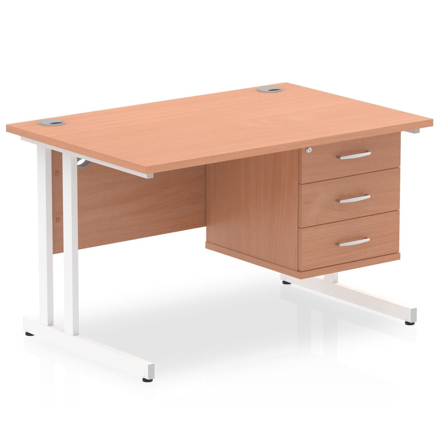 Impulse 1200mm Cantilever Straight Desk With Single Fixed Pedestal - Ergometric