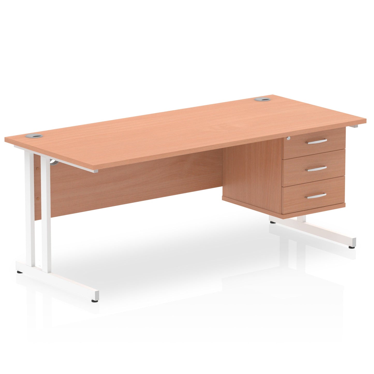 Impulse 1800mm Cantilever Straight Desk With Single Fixed Pedestal - Ergometric