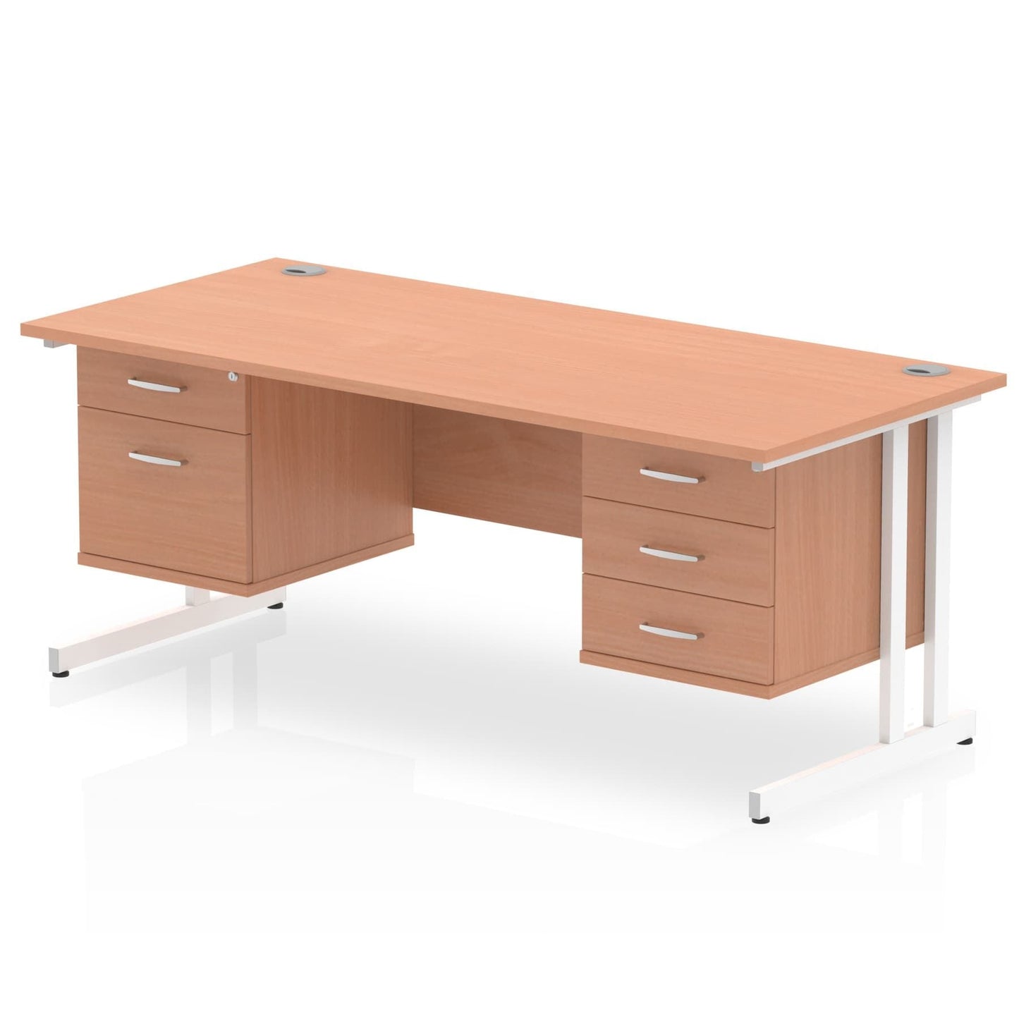 Impulse 1600mm Cantilever Straight Desk With Two Fixed Pedestal - Ergometric