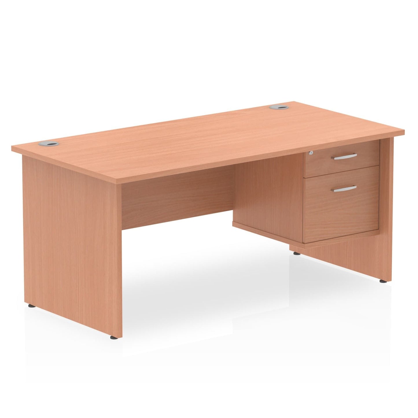 Impulse 1600mm Panel End Straight Desk With Single Fixed Pedestal - Ergometric