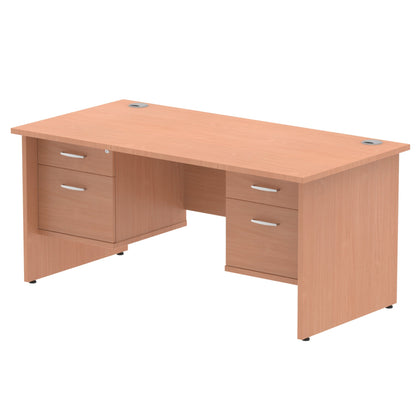 Impulse 1600mm Panel End Straight Desk With Two Fixed Pedestal - Ergometric