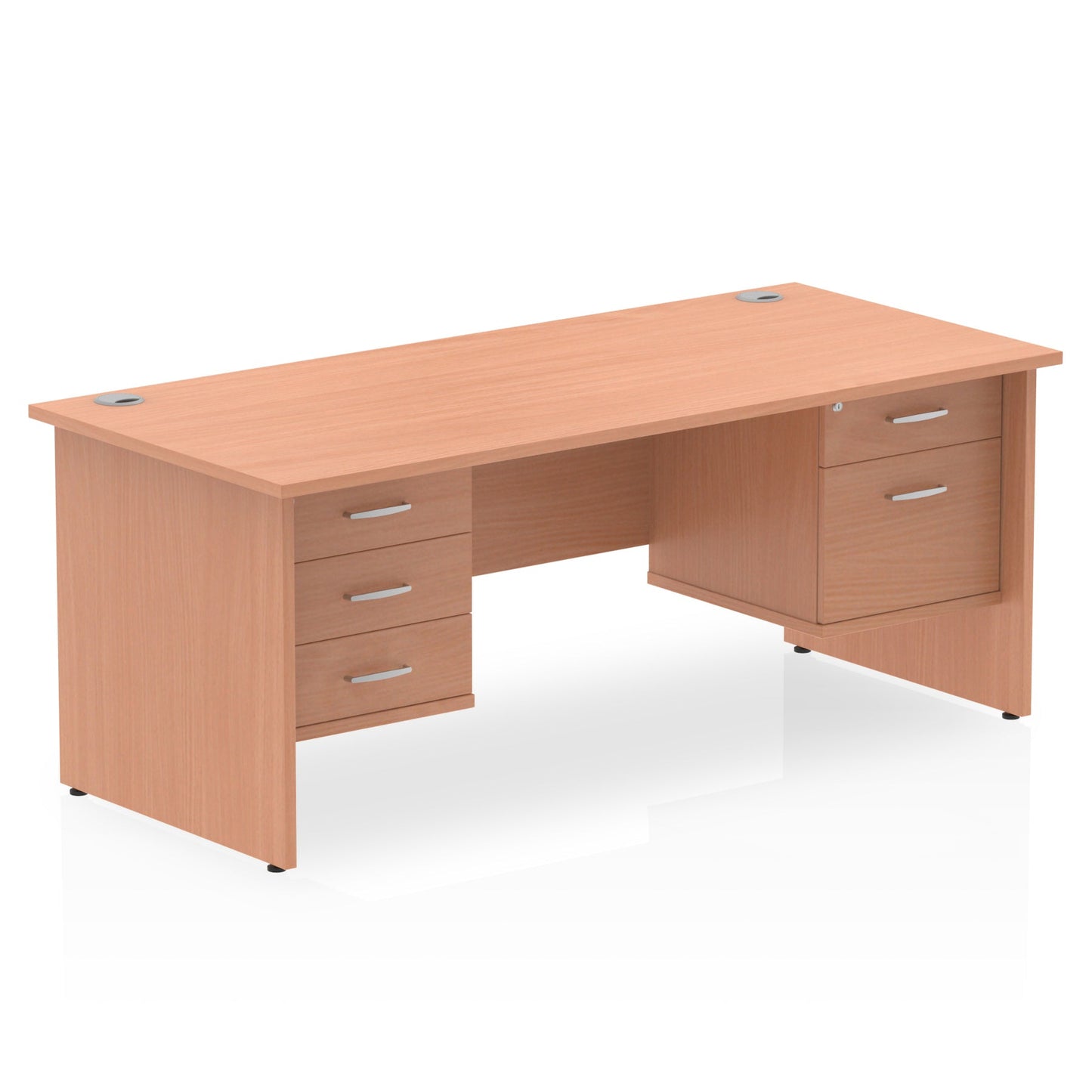 Impulse 1800mm Panel End Straight Desk With Two Fixed Pedestal - Ergometric