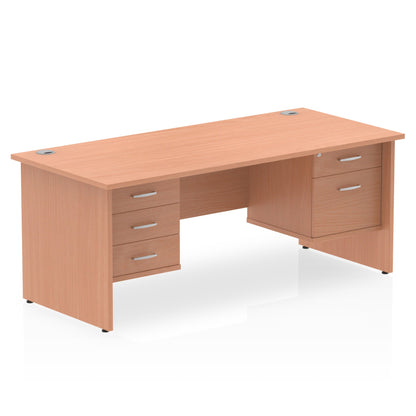 Impulse 1800mm Panel End Straight Desk With Two Fixed Pedestal - Ergometric