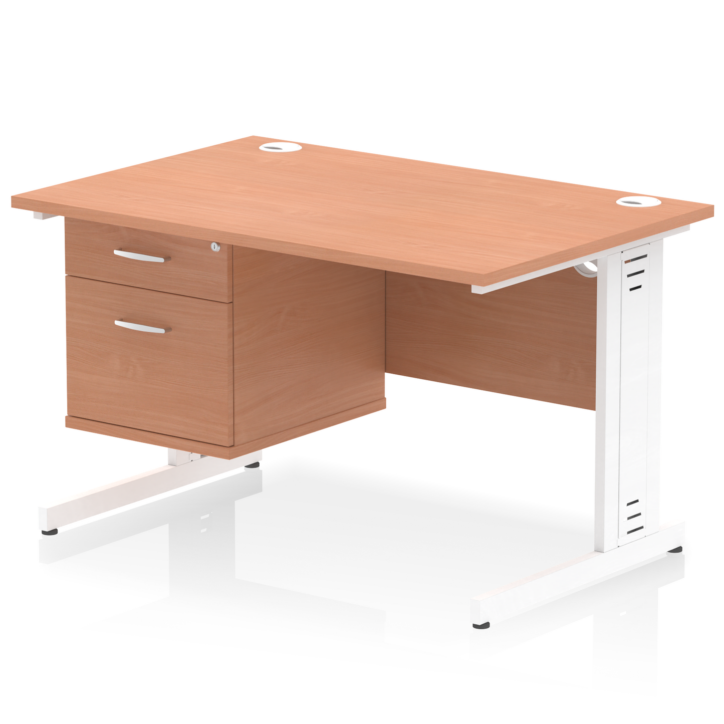 Impulse 1200mm Cable Managed Straight Desk With Single Fixed Pedestal - Ergometric