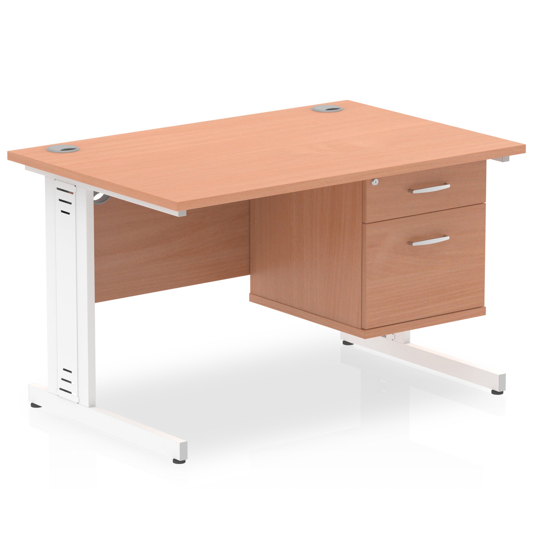 Impulse 1200mm Cable Managed Straight Desk With Single Fixed Pedestal - Ergometric