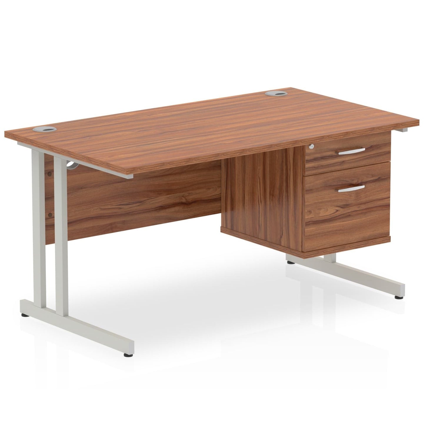 Impulse 1200mm Cantilever Straight Desk With Single Fixed Pedestal - Ergometric