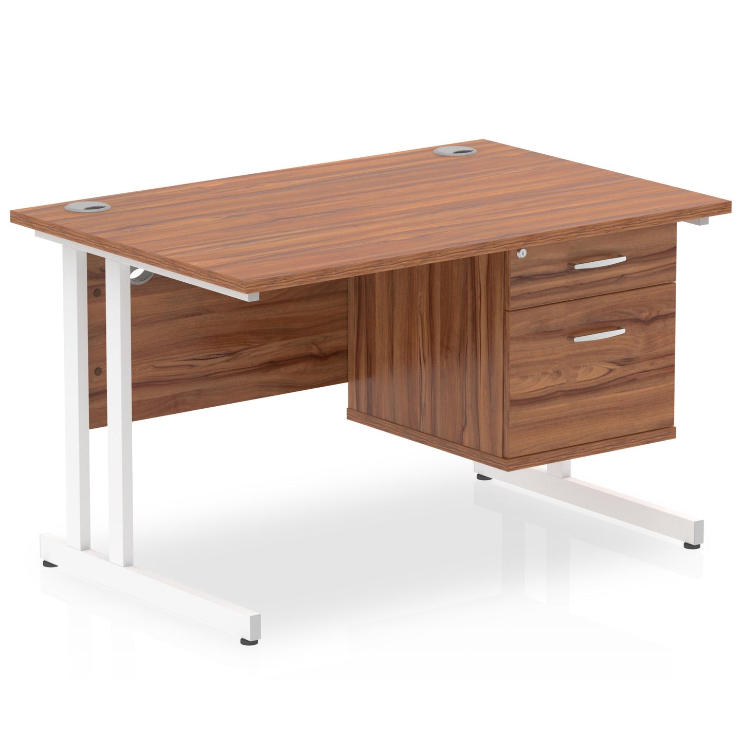 Impulse 1200mm Cantilever Straight Desk With Single Fixed Pedestal - Ergometric