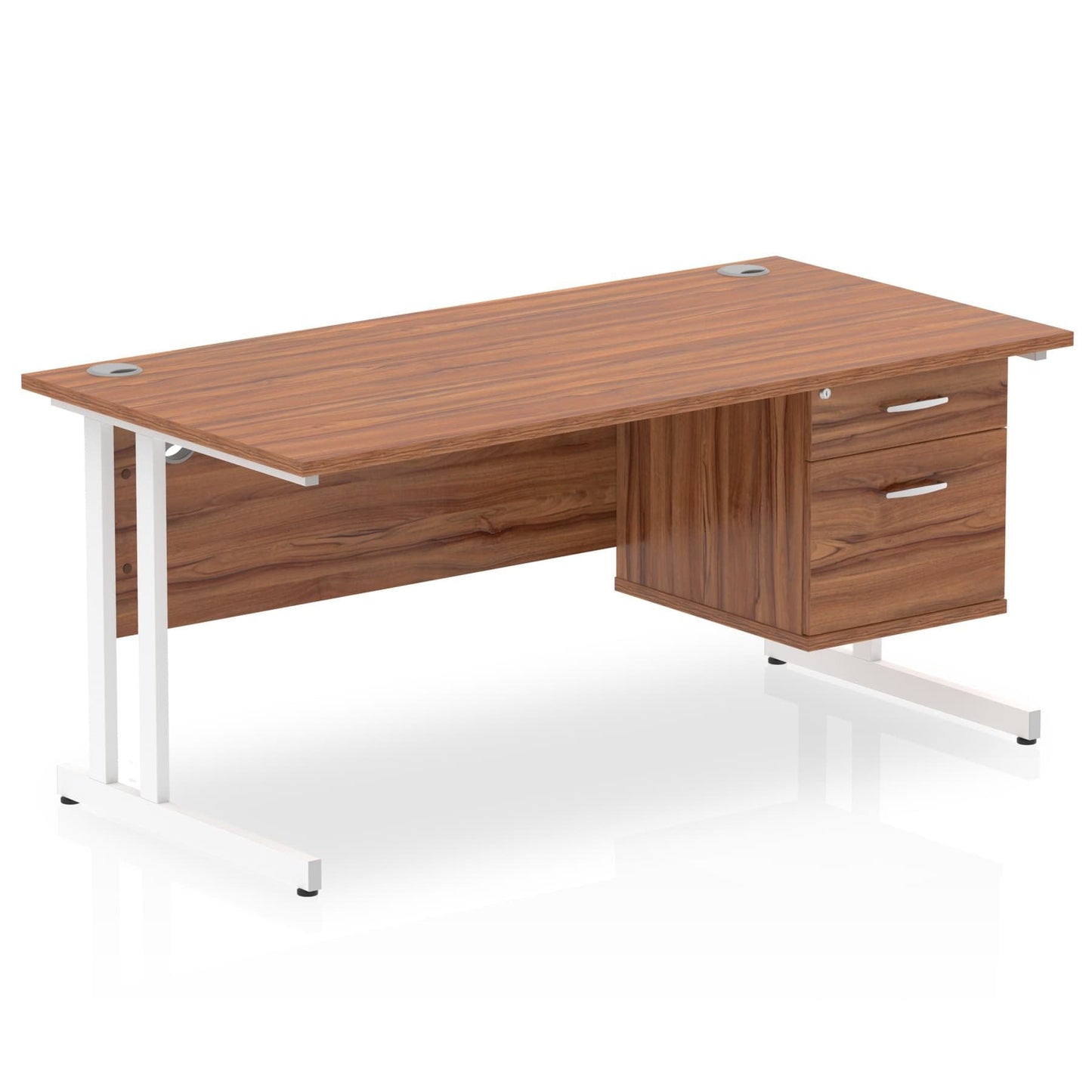 Impulse 1600mm Cantilever Straight Desk With Single Fixed Pedestal - Ergometric