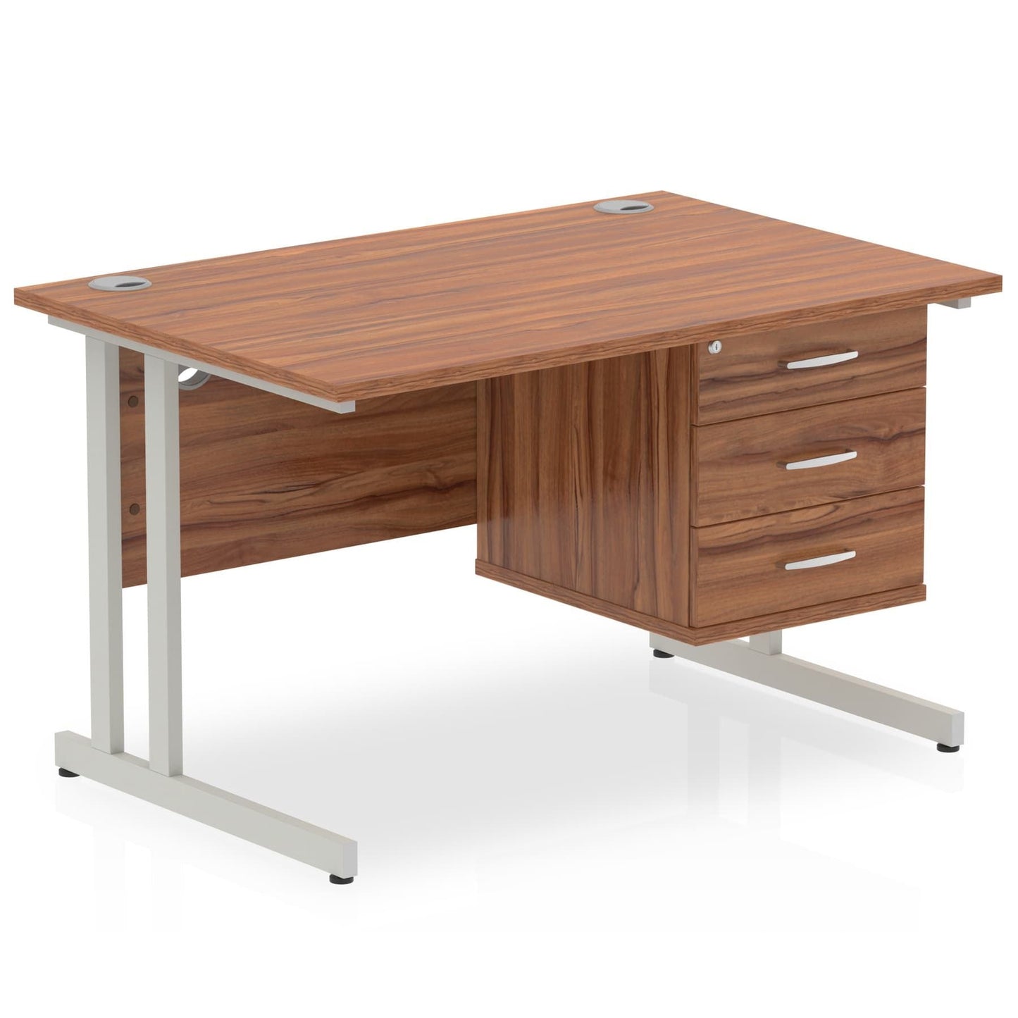 Impulse 1200mm Cantilever Straight Desk With Single Fixed Pedestal - Ergometric