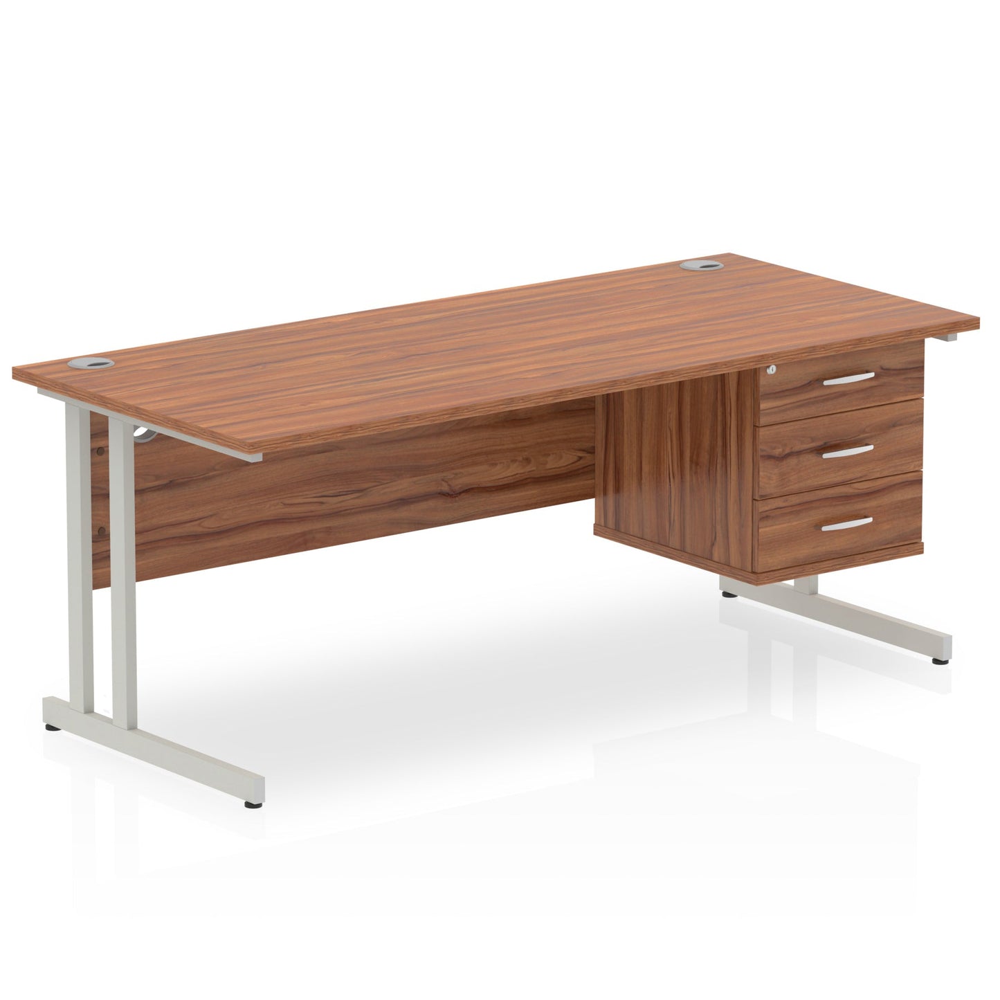 Impulse 1800mm Cantilever Straight Desk With Single Fixed Pedestal - Ergometric