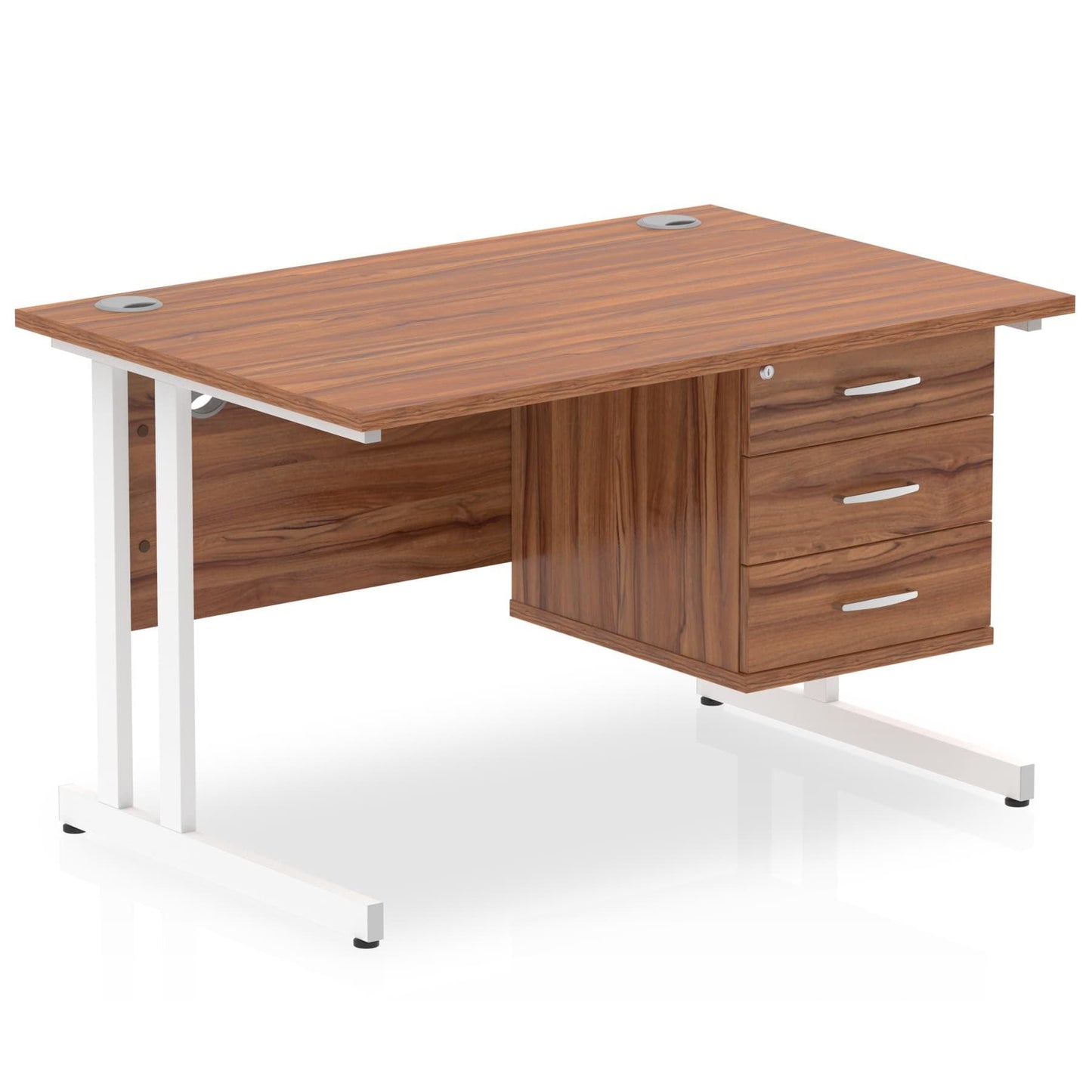 Impulse 1200mm Cantilever Straight Desk With Single Fixed Pedestal - Ergometric