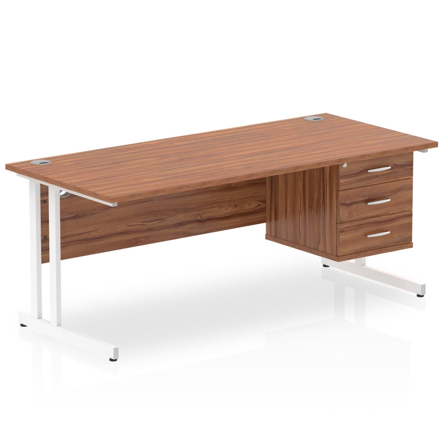 Impulse 1800mm Cantilever Straight Desk With Single Fixed Pedestal - Ergometric