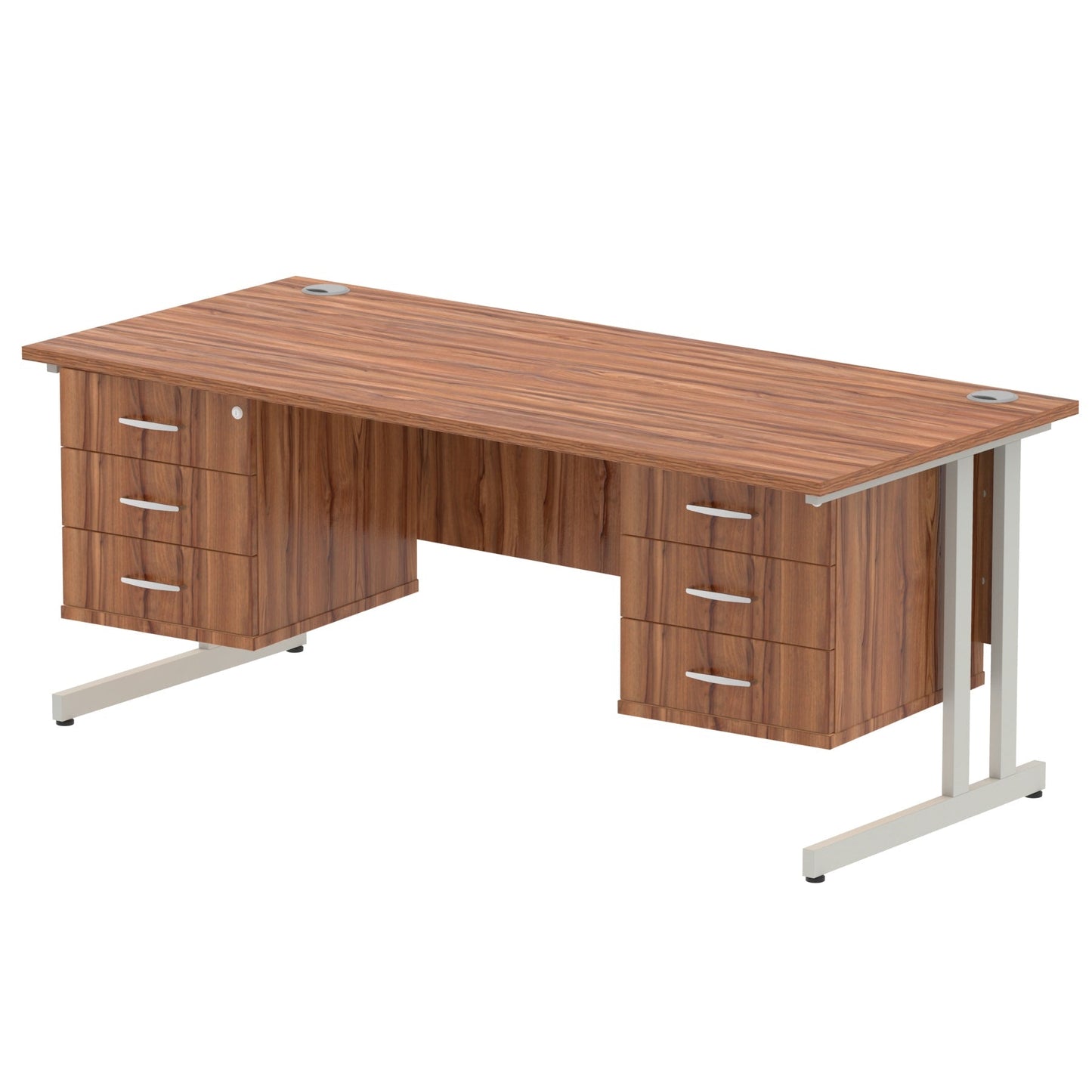 Impulse 1800mm Cantilever Straight Desk With Two Fixed Pedestal - Ergometric