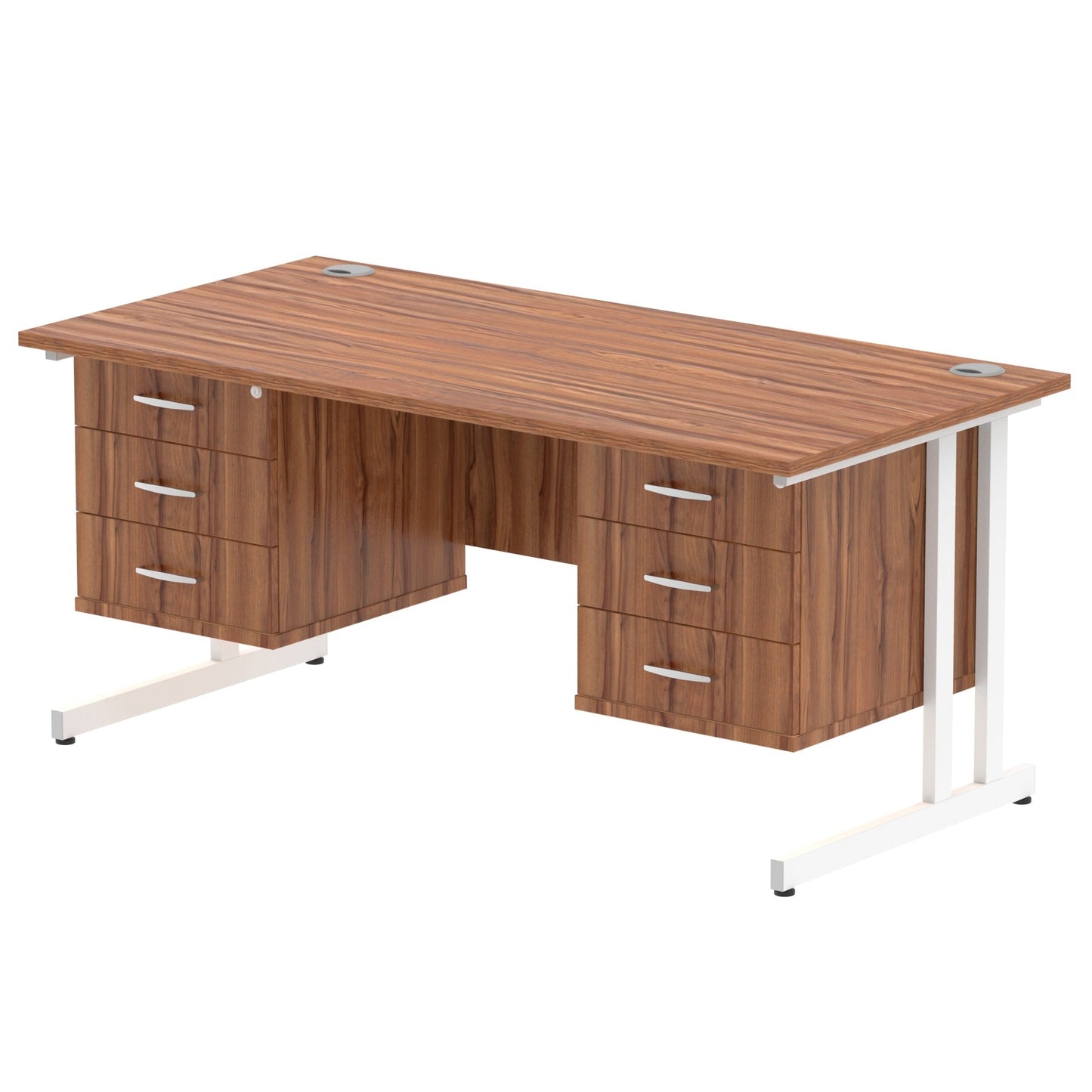 Impulse 1600mm Cantilever Straight Desk With Two Fixed Pedestal - Ergometric