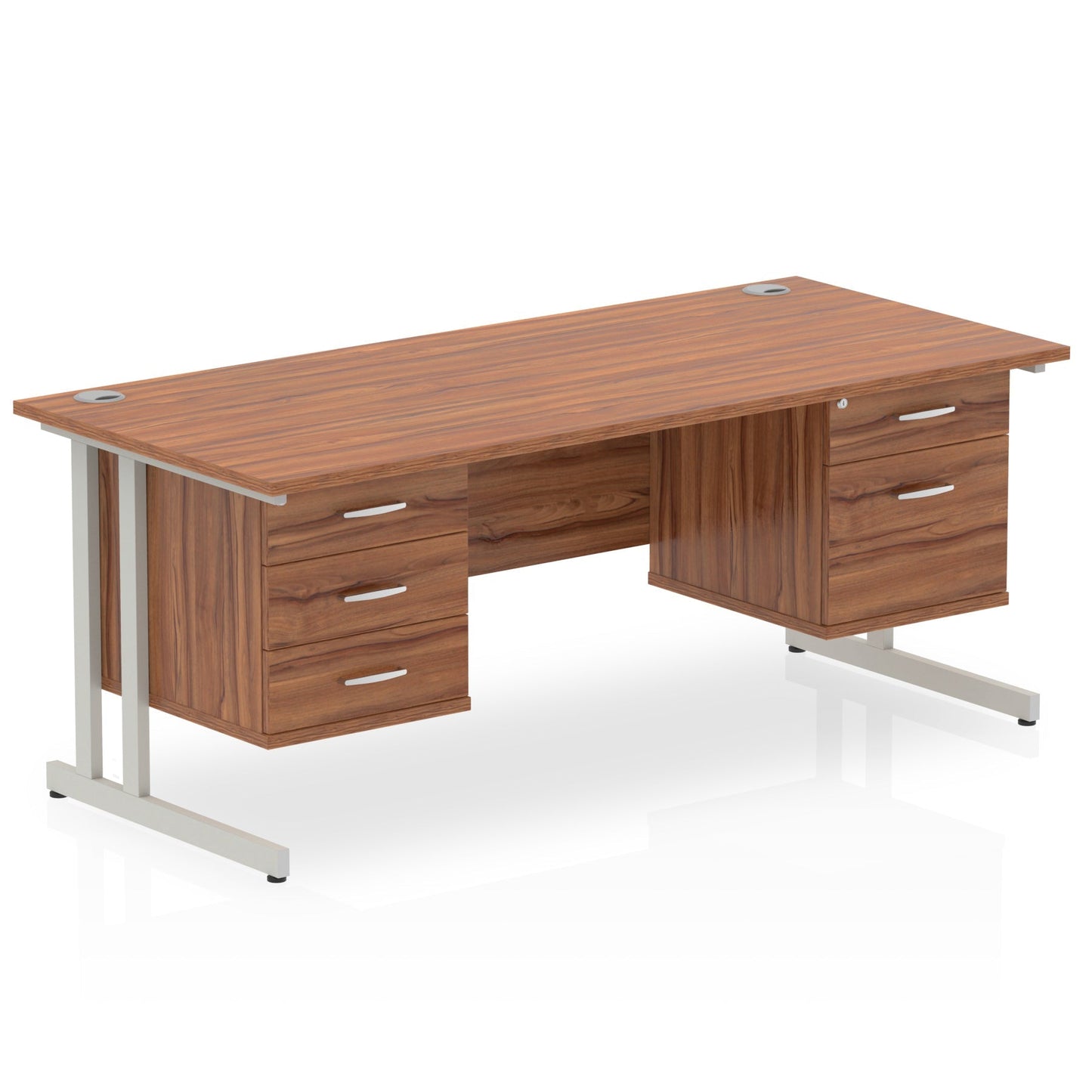 Impulse 1600mm Cantilever Straight Desk With Two Fixed Pedestal - Ergometric