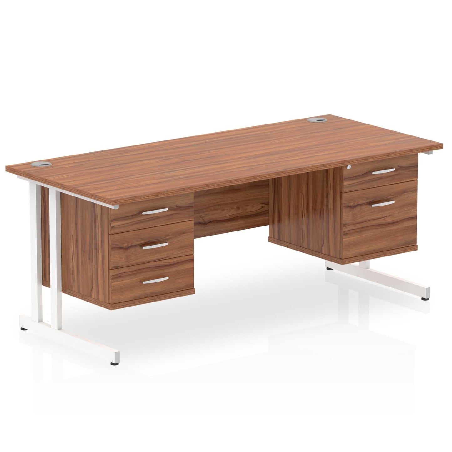 Impulse 1600mm Cantilever Straight Desk With Two Fixed Pedestal - Ergometric