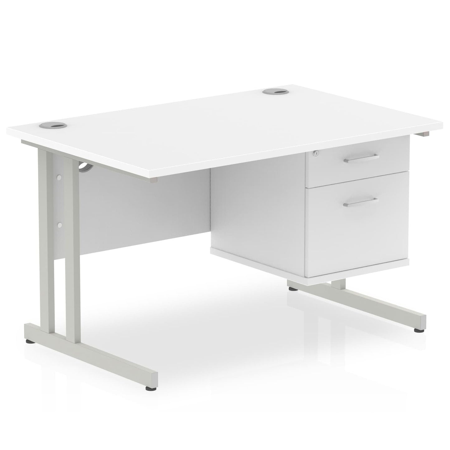 Impulse 1200mm Cantilever Straight Desk With Single Fixed Pedestal - Ergometric