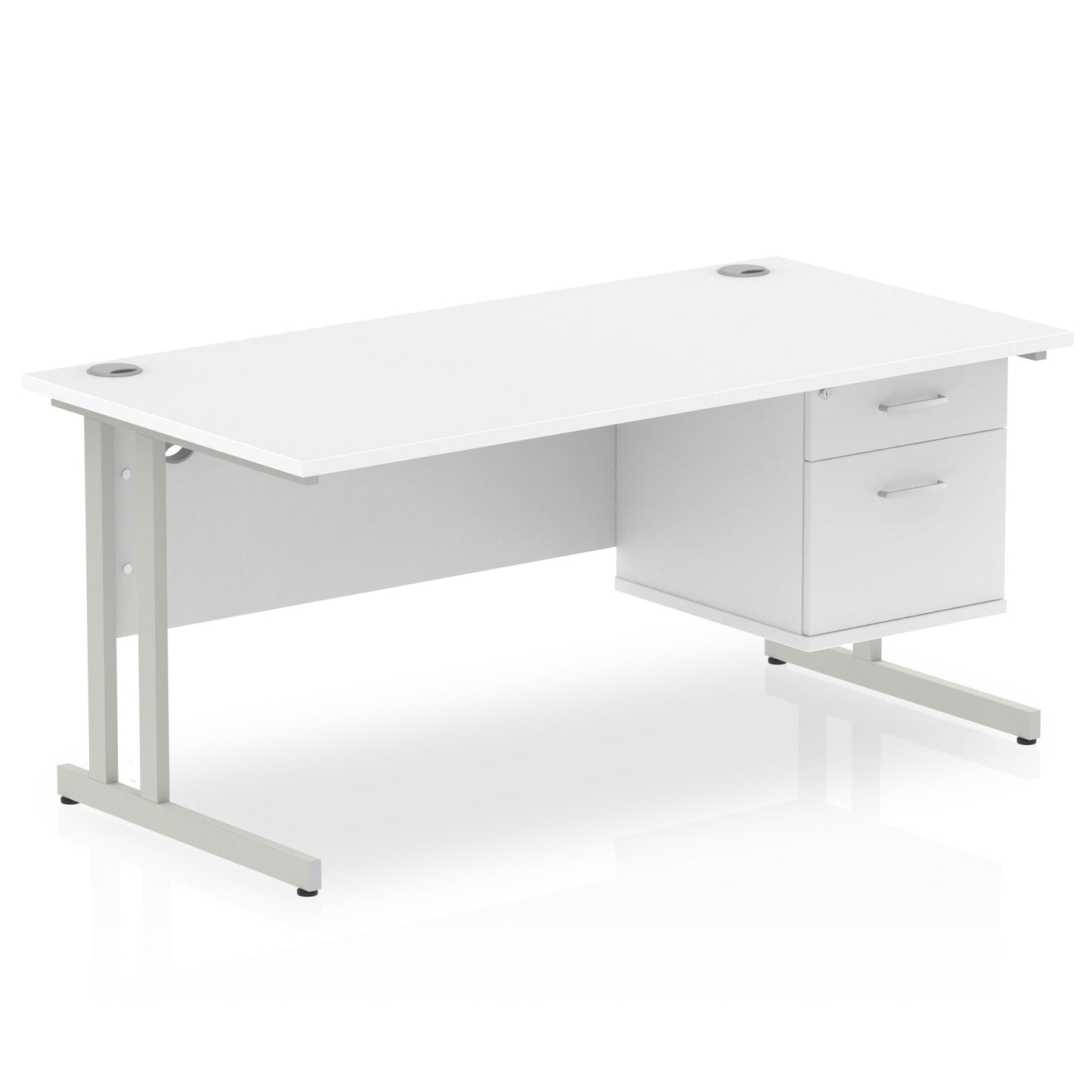 Impulse 1600mm Cantilever Straight Desk With Single Fixed Pedestal - Ergometric