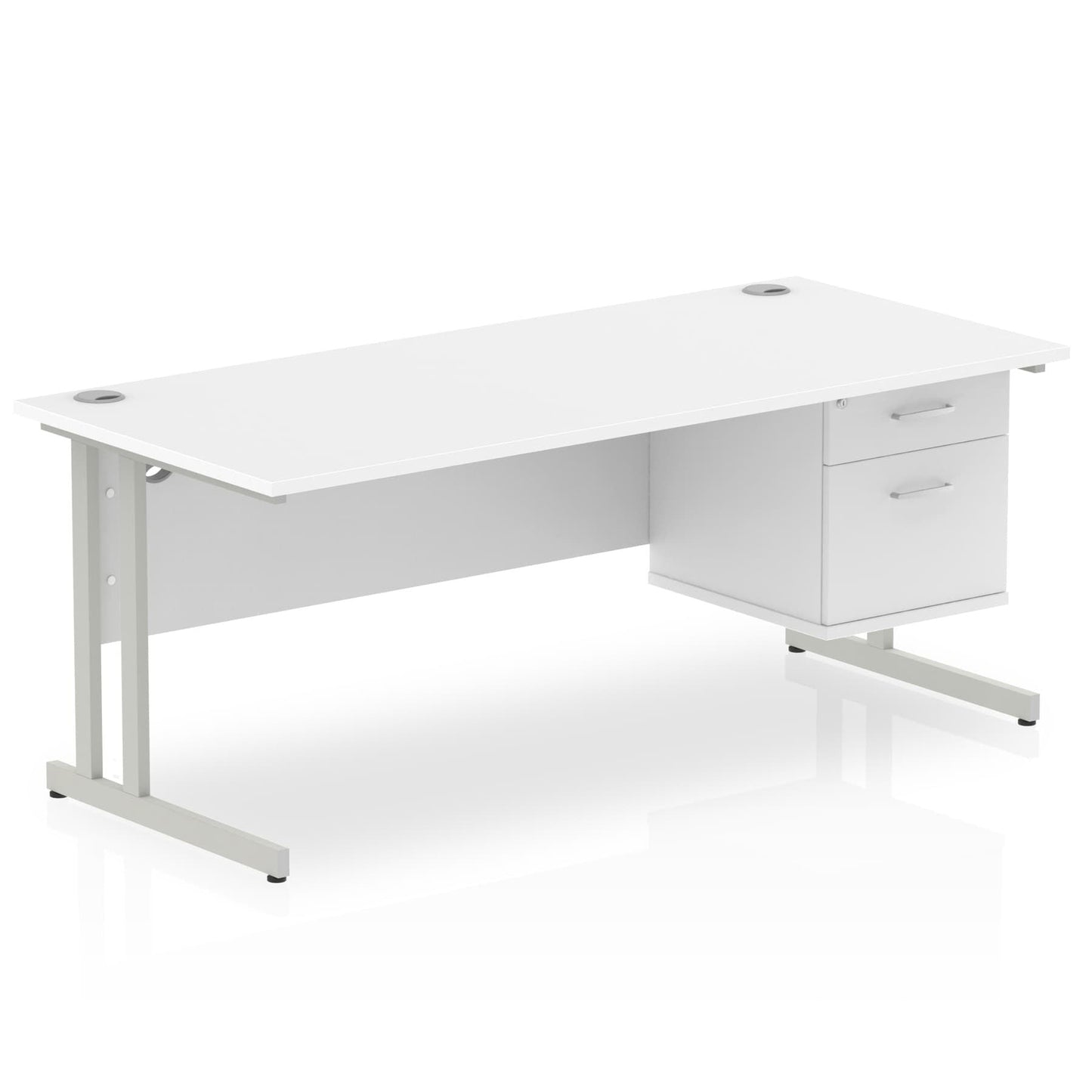 Impulse 1800mm Cantilever Straight Desk With Single Fixed Pedestal - Ergometric