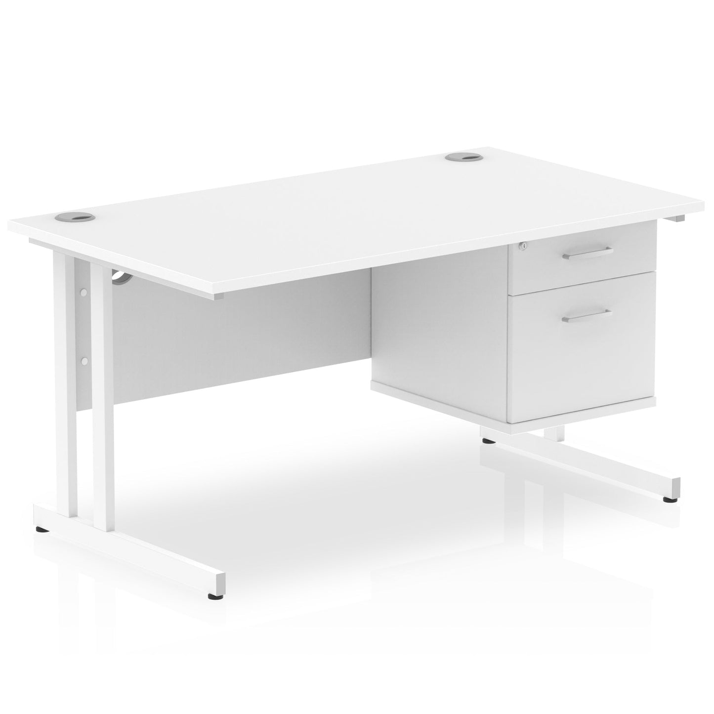 Impulse 1400mm Cantilever Straight Desk With Single Fixed Pedestal - Ergometric