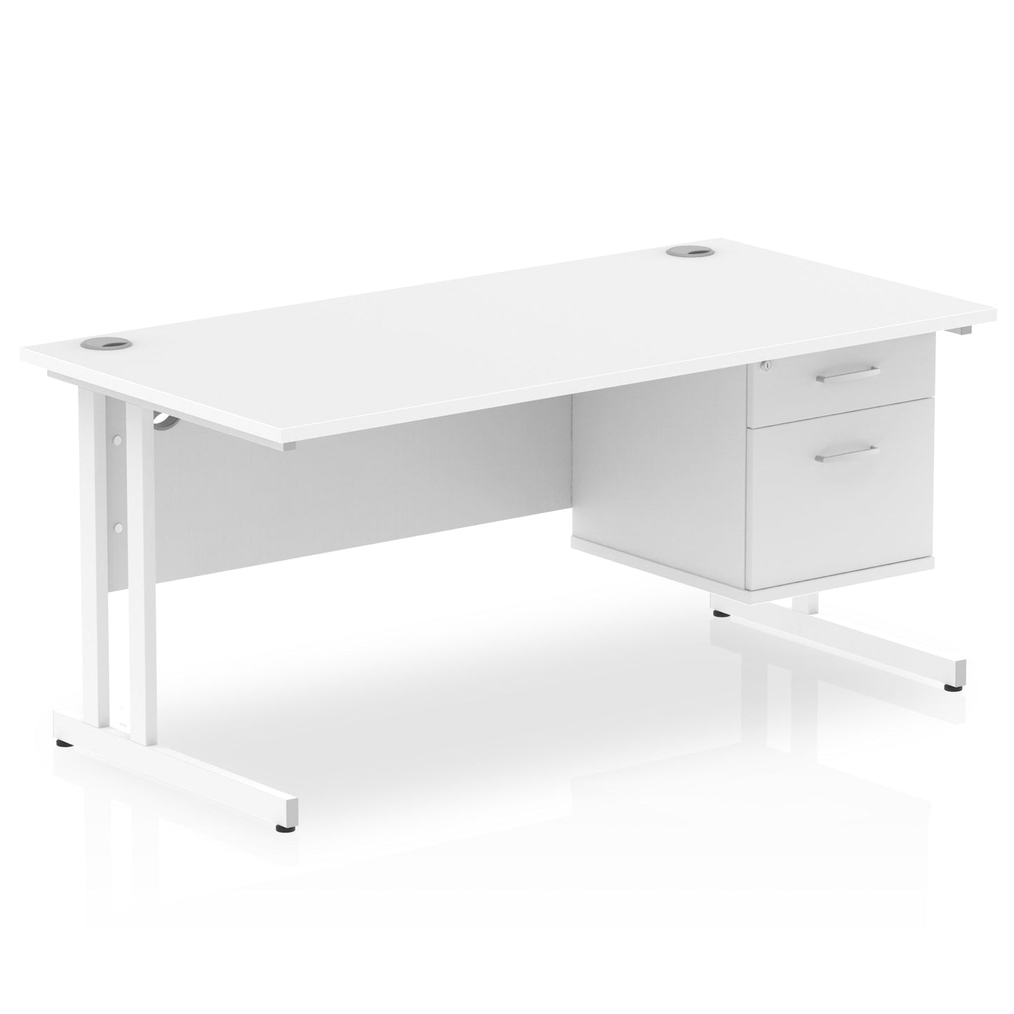 Impulse 1600mm Cantilever Straight Desk With Single Fixed Pedestal - Ergometric