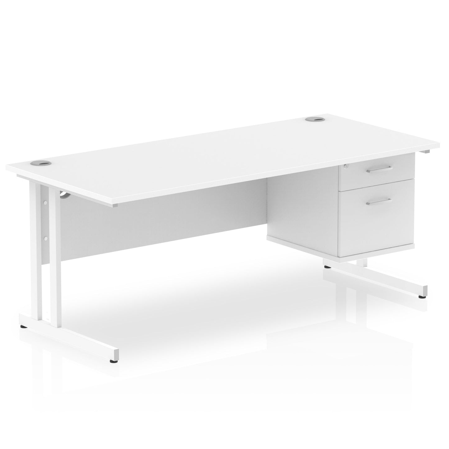 Impulse 1800mm Cantilever Straight Desk With Single Fixed Pedestal - Ergometric