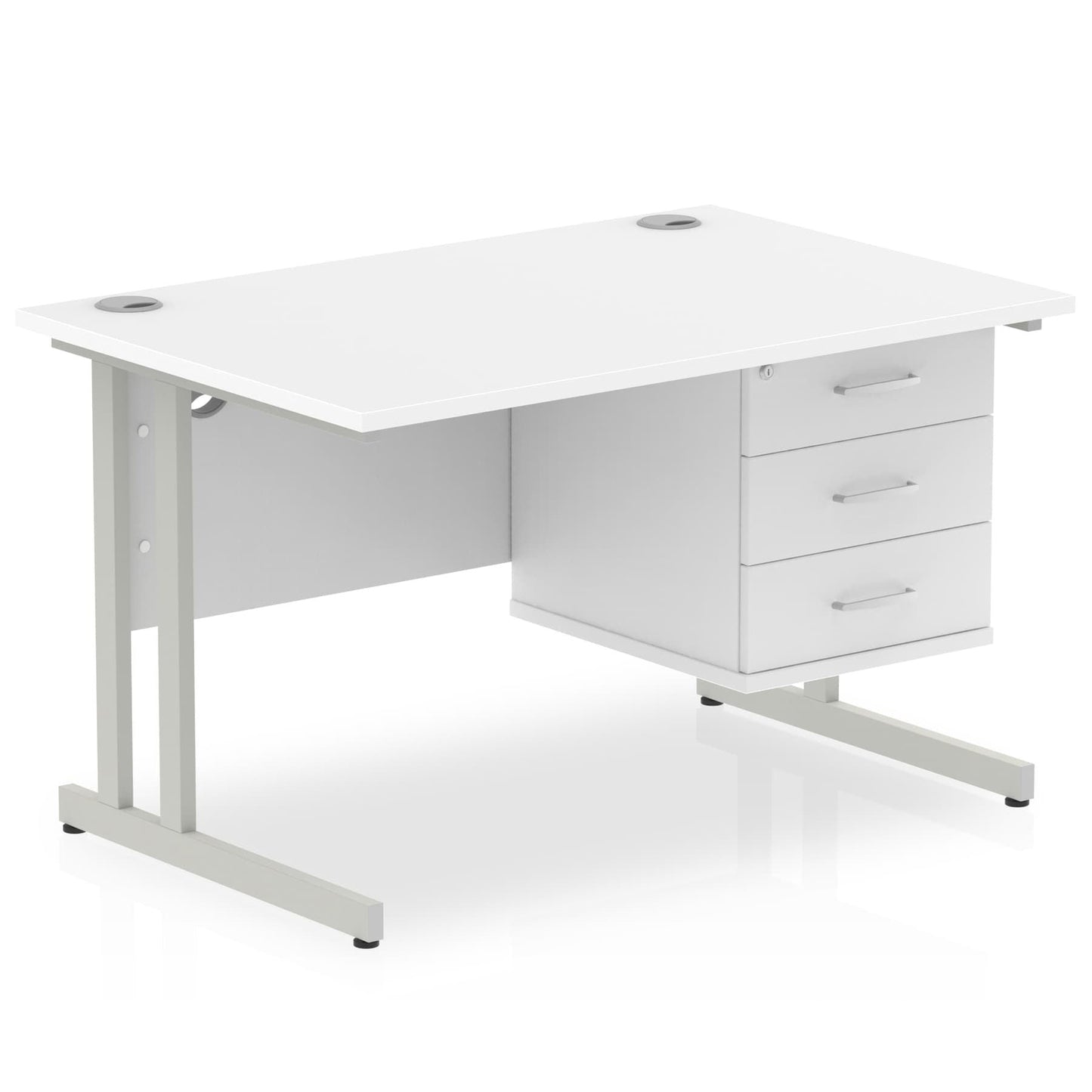 Impulse 1200mm Cantilever Straight Desk With Single Fixed Pedestal - Ergometric