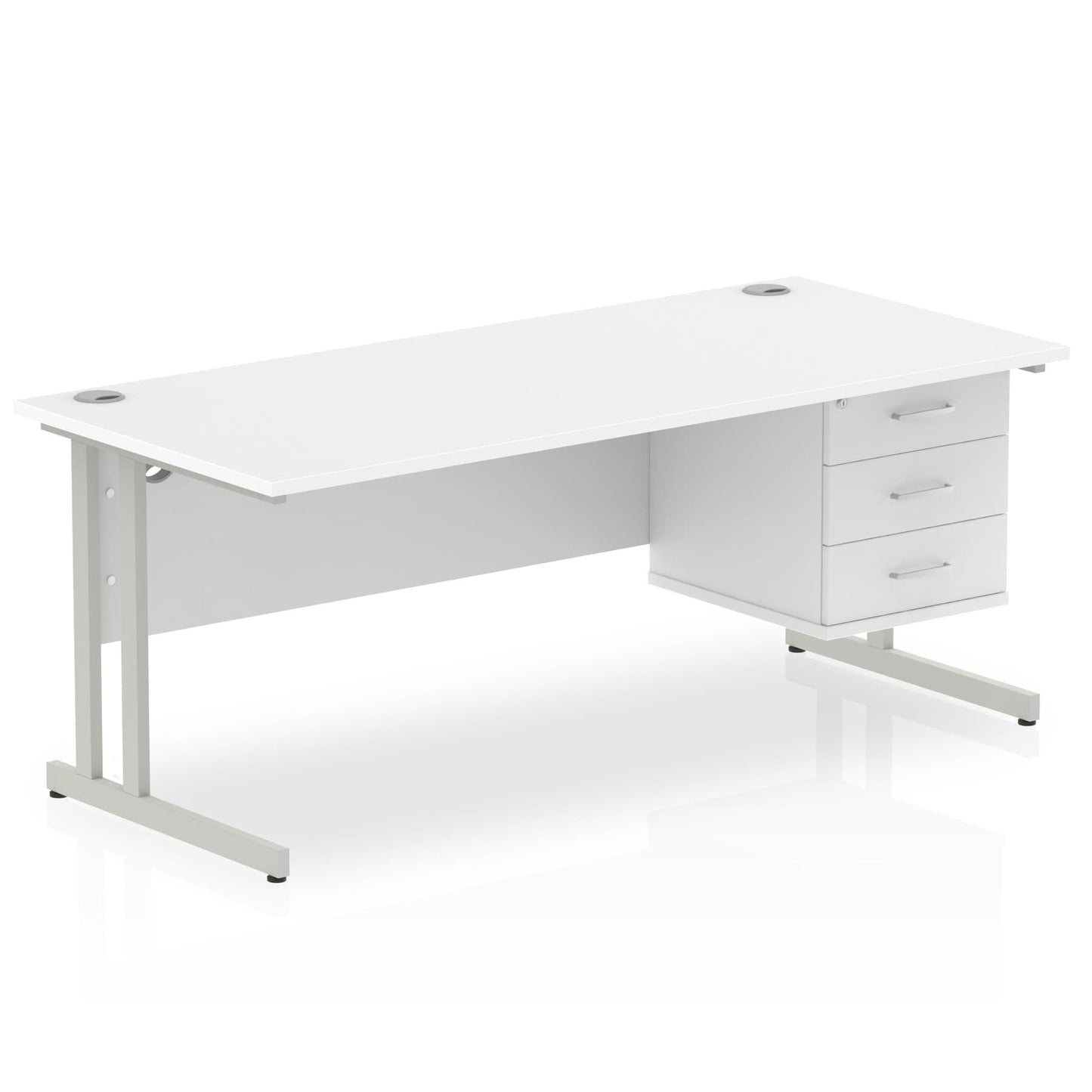 Impulse 1800mm Cantilever Straight Desk With Single Fixed Pedestal - Ergometric