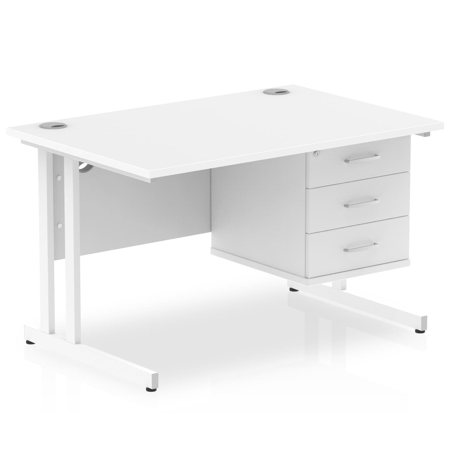 Impulse 1200mm Cantilever Straight Desk With Single Fixed Pedestal - Ergometric